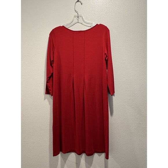 J. Jill Wearever Collection Size XS Red 3/4 Sleeve Pleated Dress Stretch Work - Picture 2 of 7